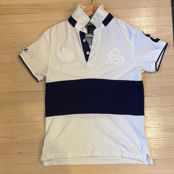 Zara Other - Zara Scotland Blue and White Striped rugby Shirt